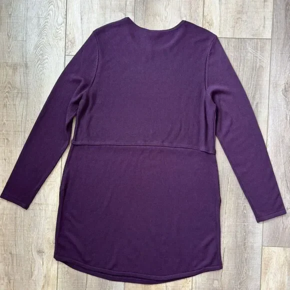 J. Jill Womens Wool Blend Knit Grace Tunic Sweater Size M Purple Side Slits NEW - Picture 5 of 12